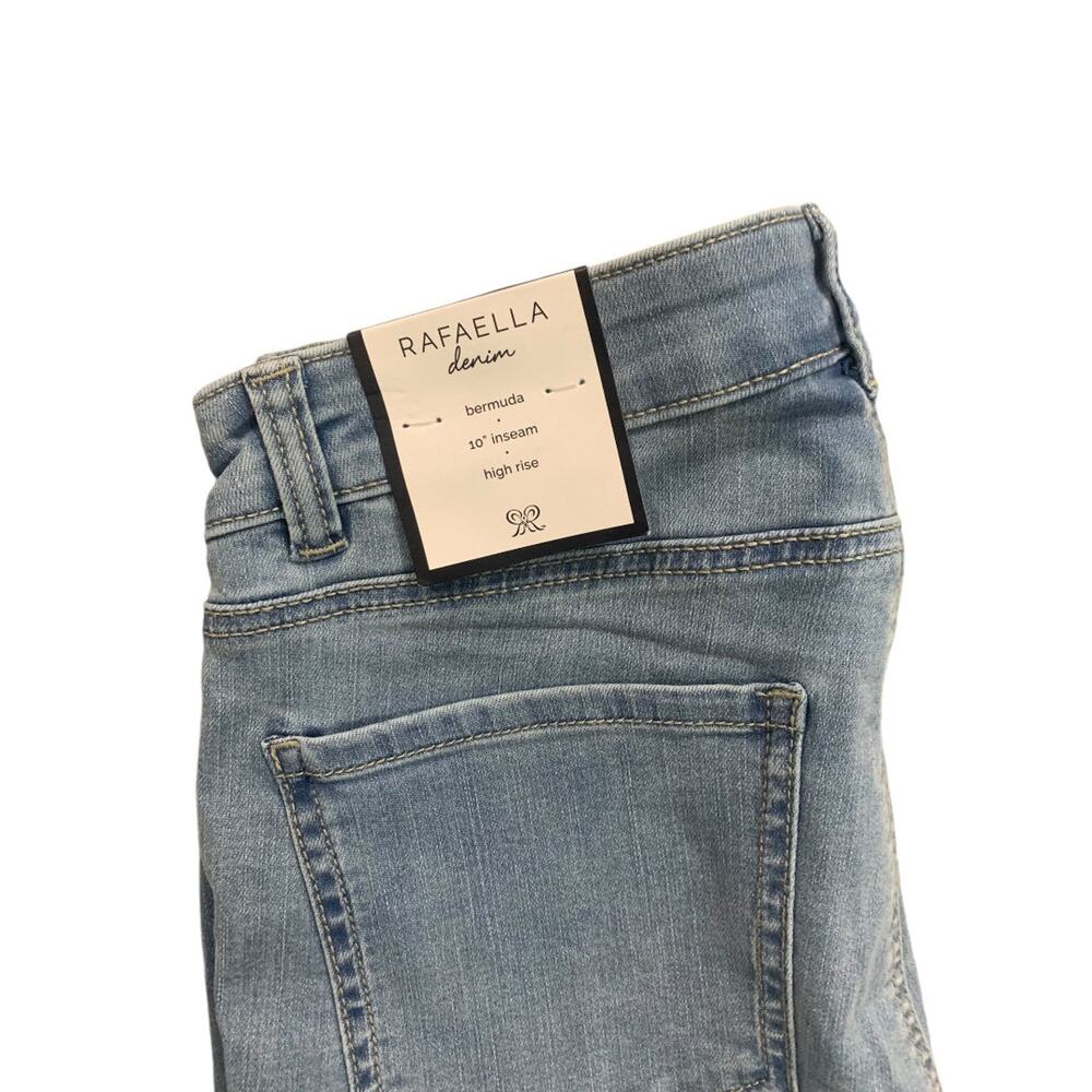 Size 6 Rafaella Denim Womens New Jean Bermuda Stretch Jean Shorts Bay Blue - Picture 3 of 6